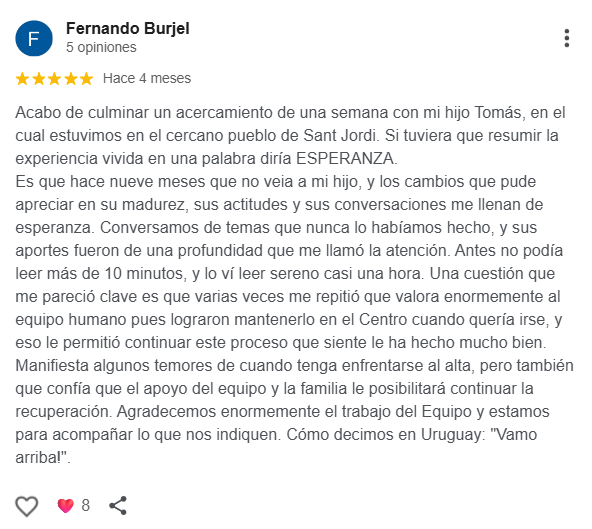 Reseña de Fernando Burjel en Google sobre Zeus