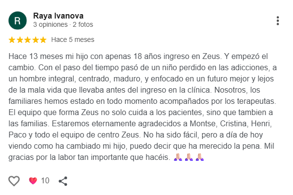 Reseña de Raya Ivanova en Google sobre Zeus