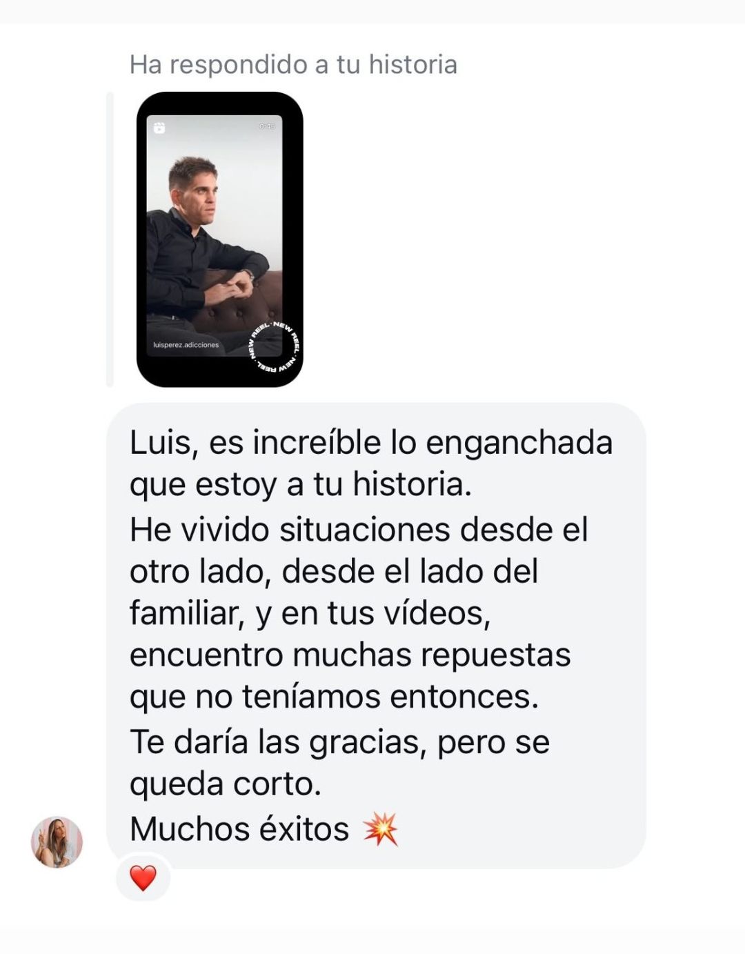 Mensaje de respuesta a historia en Instagram sobre Zeus