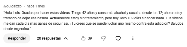 Comentario en YouTube sobre los videos de Luis Pérez (Zeus)